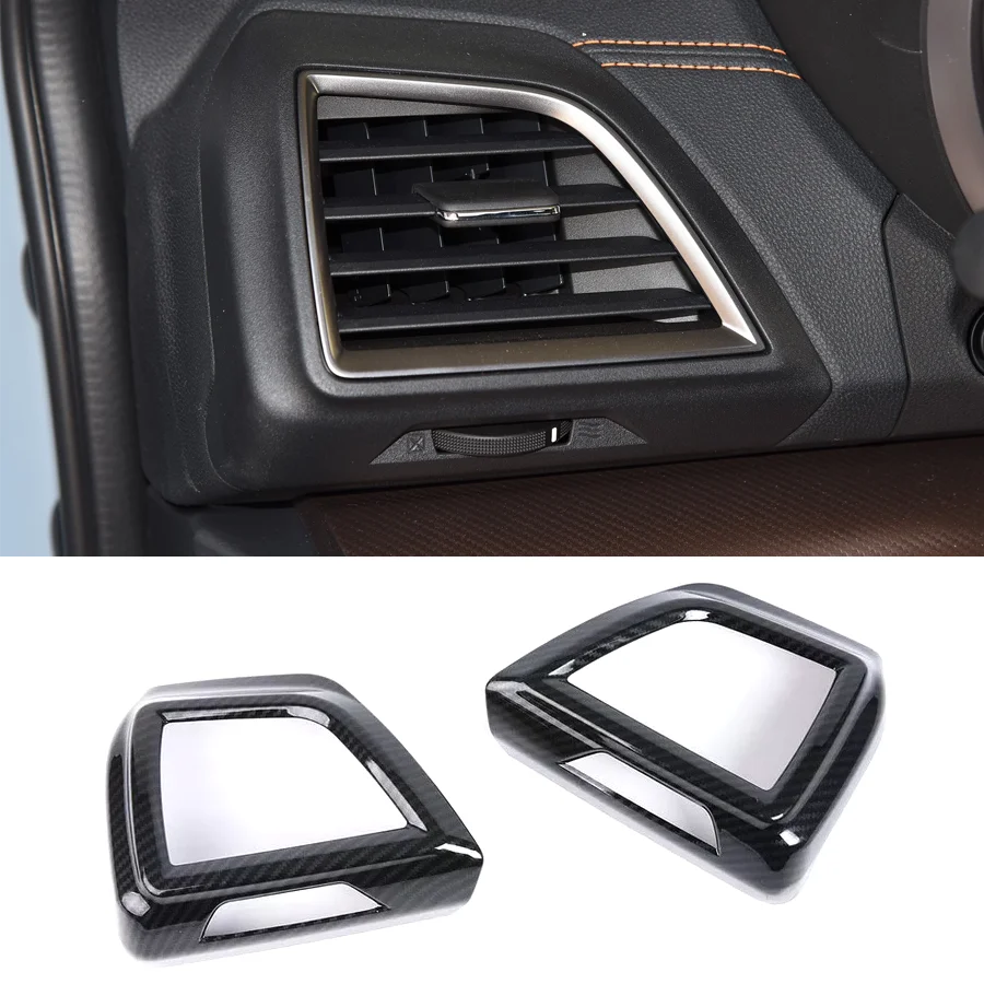 

2x Carbon Fiber Silver Air Condition Vent Cover Trim Sticker Interior Accessories Styling For Subaru XV 2018-2021 Crosstrek SUV