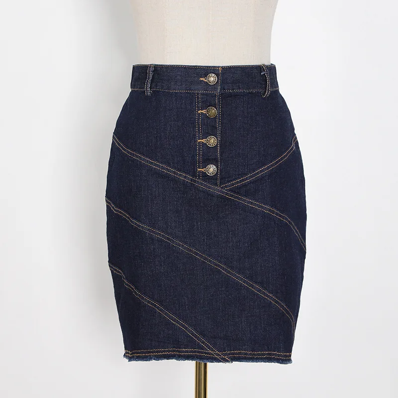 

Two Piece Set Women Denim Blouse+High Waist Jeans Skirt