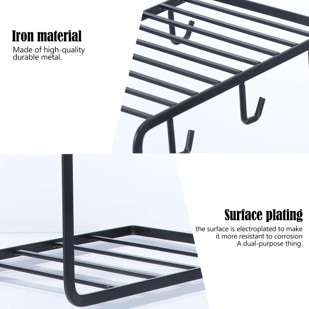 

1pc Home Practical Cup Hook Drainer Iron Cup Draining Shelf Storage Rack