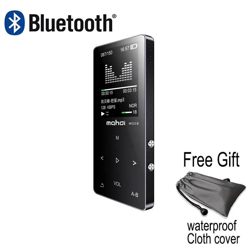 MP3 плеер с bluetooth динамиком сенсорные клавиши hi fi fm радио micro USB mp3 Спорт MP 3 HiFi музыкальный плеер портативный металлический walkman - Цвет: Черный