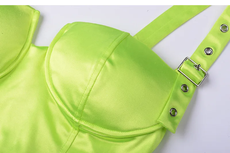 Женский неоновый комплект из двух предметов сексуальный укороченный топ и