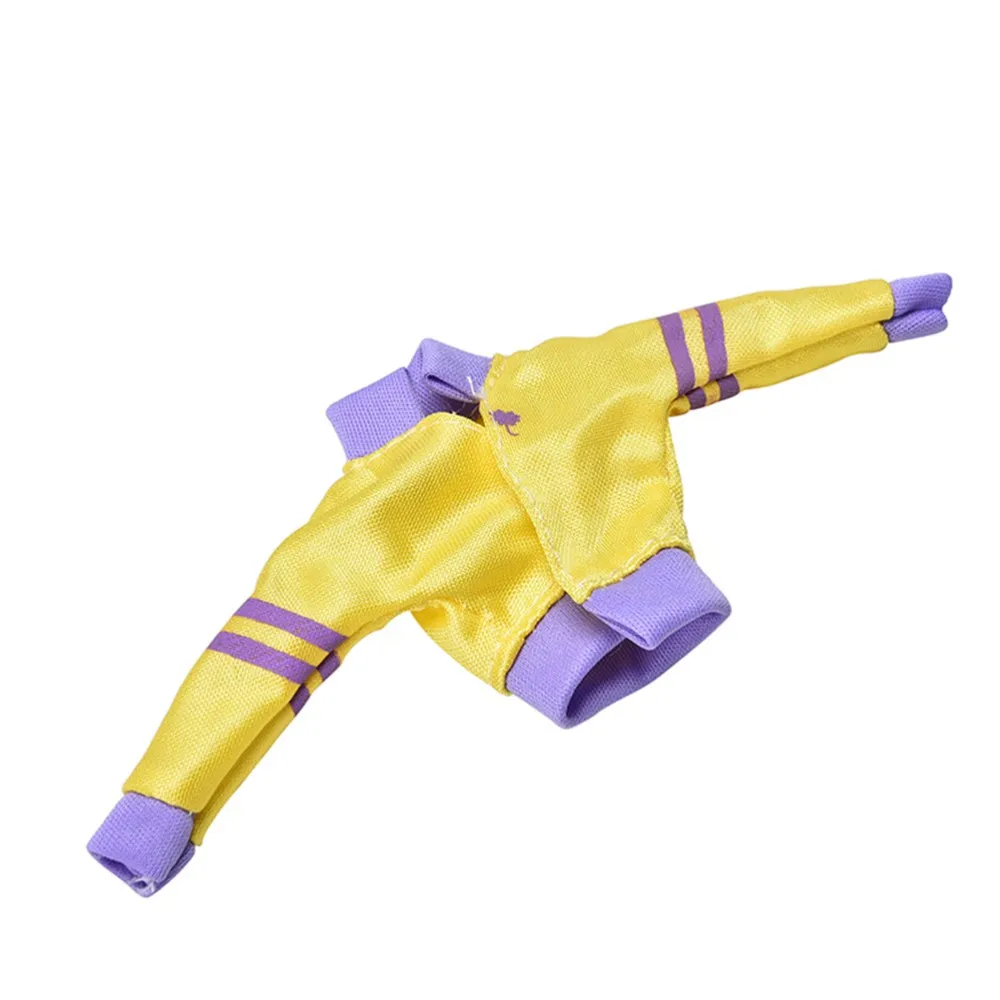 

3Pcs Fashion Handmade Yellow Coat Black Pant Rainbow Vest for Doll Spring Autumn Clothing
