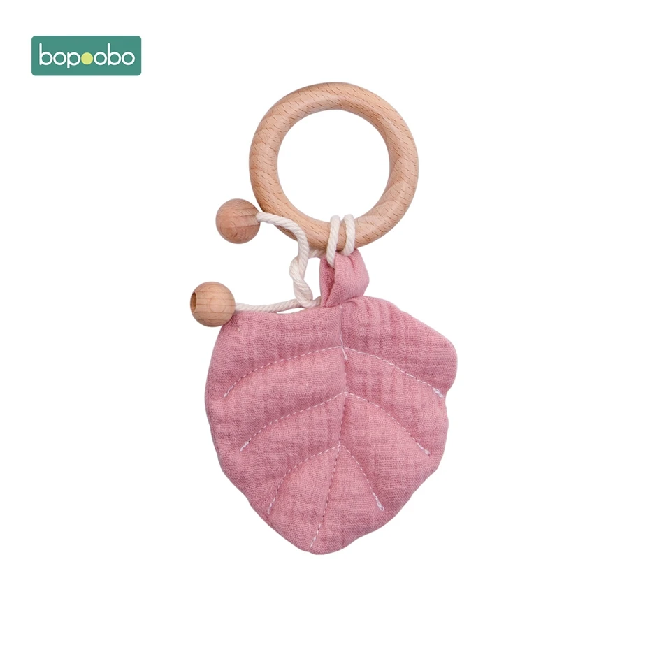 Pink Bopoobo 1 шт. 54 мм деревянные кольца из бука Прорезыватель грызунок Сделай своими руками листья аксессуары Пищевой Деревянный Прорезыватель Новорожденные игрушки для младенцев - Цвет: Pink
