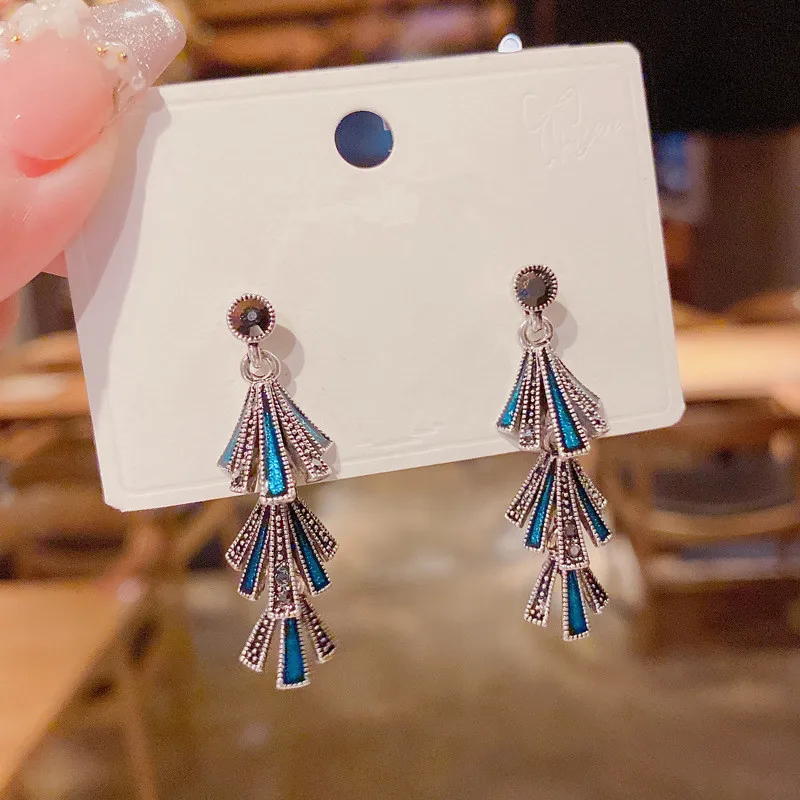 

Vintage Ethnic Tassel Long Earrings For Women Korean Style Delicate Micro Pave Fashion Designers Earings