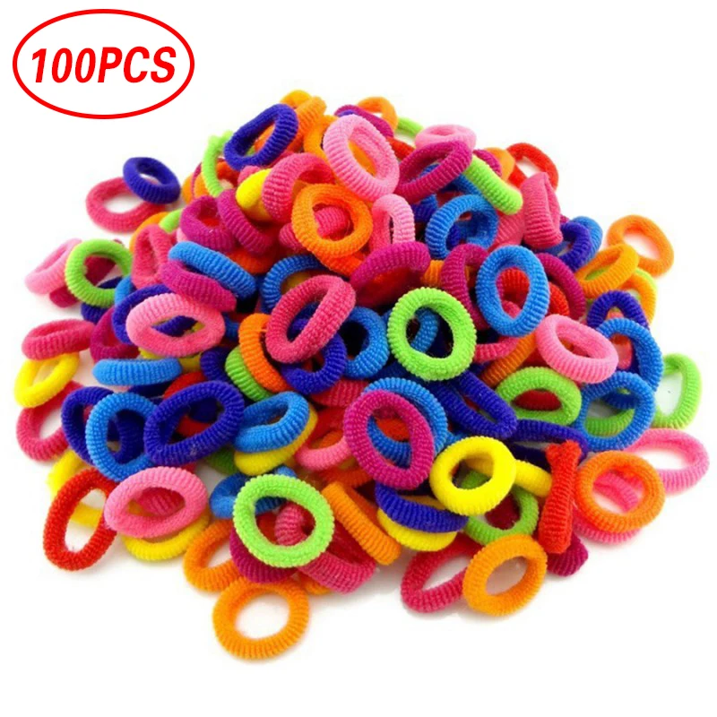 100PcsPack Colorful Small Disposable Hair Bands Cute Girls Elastic Rubber Band Scrunchie Ponytail Holder Gum Hair Accessories