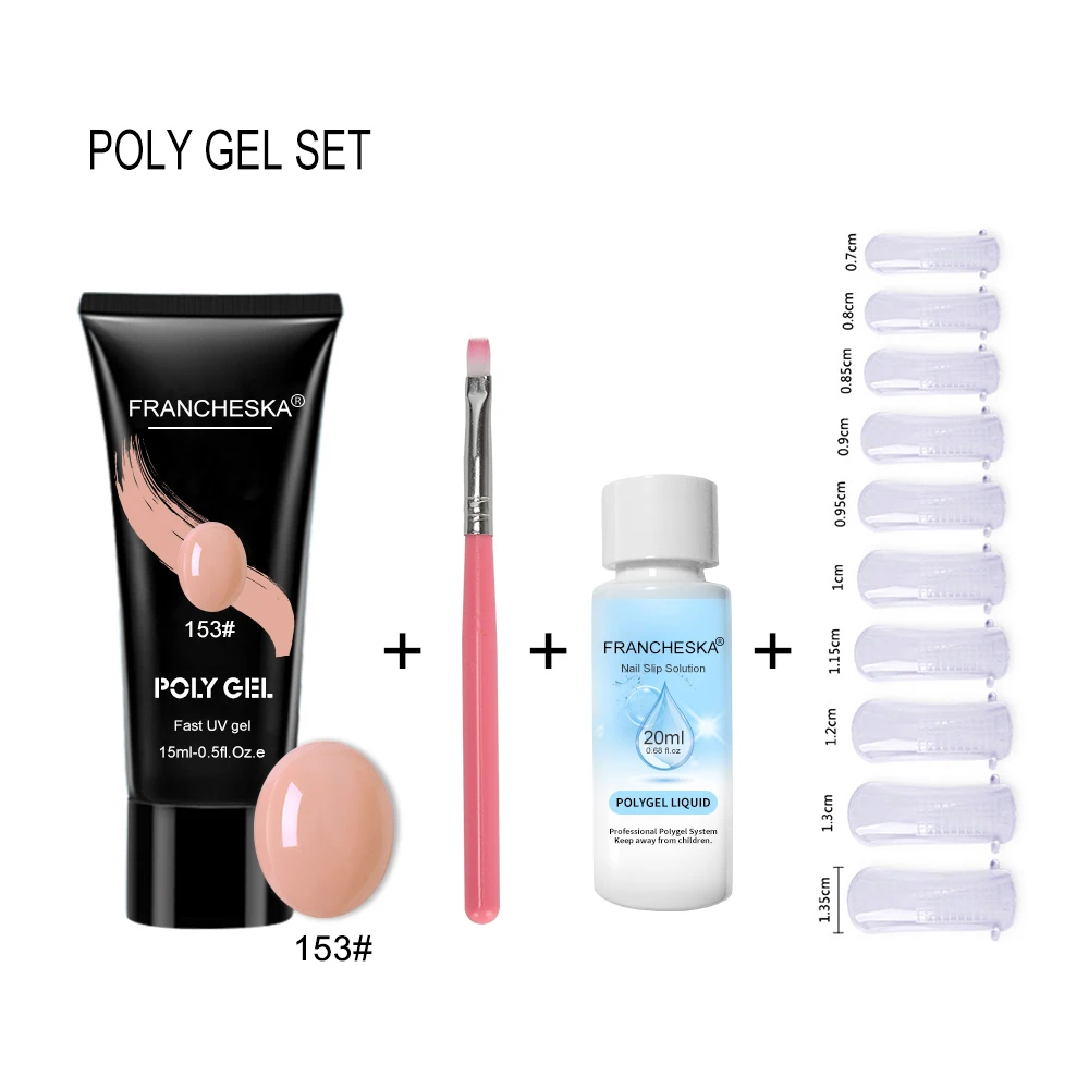 Poly gel 153 kit Полигель набор быстрое строительство кристалл ногтей Удлинительный УФ-гель лак полигель прозрачный розовый гель комплект лаков замочить от 15 мл - Цвет: Poly gel 153 kit