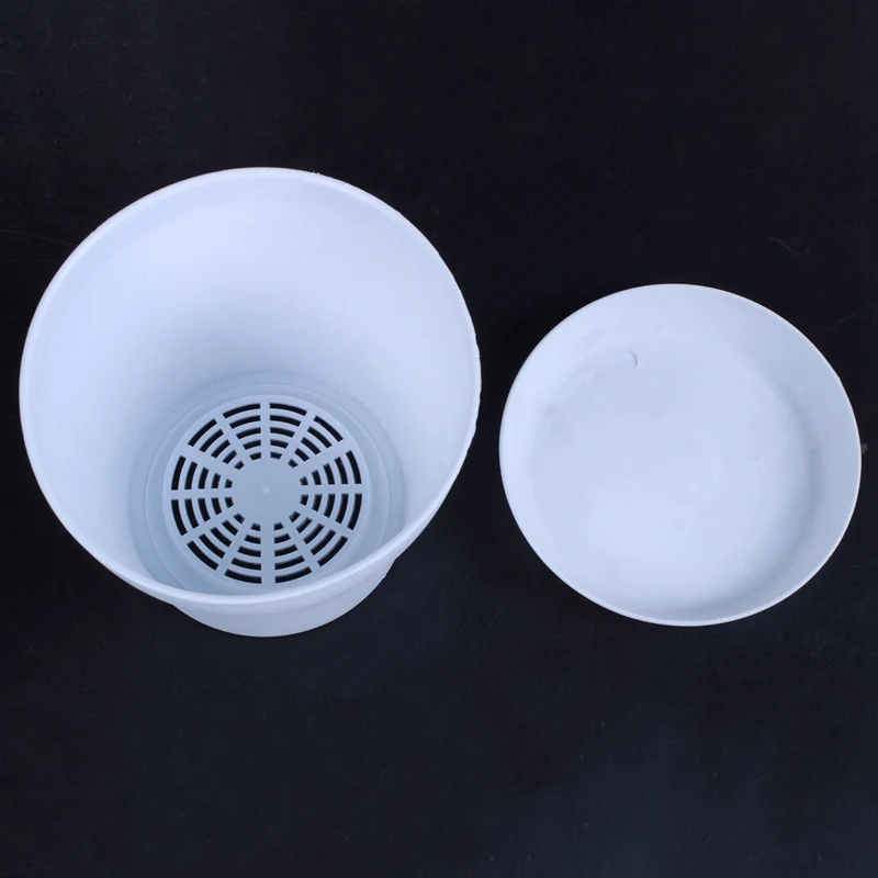 Пластиковый горшок для растений цветочный с блюдце поддон Круглый глянцевый