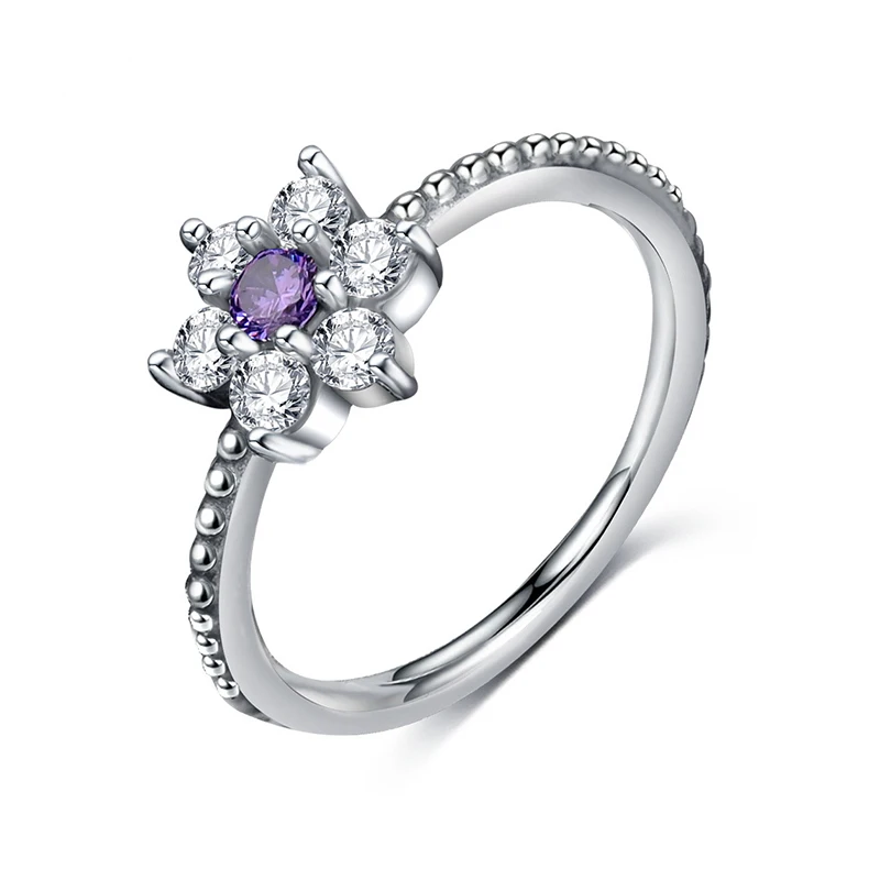 Forget Me Not Новинка, модное кольцо, любовь, сердце, корона, цветок, кольца на палец, прозрачный CZ, подходит для женщин, Свадебный бренд, ювелирное изделие, подарок, Прямая поставка - Цвет основного камня: Forget Me Not
