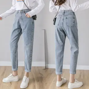 Осенние новые женские джинсы свободные с высокой талией широкие узкие уличные студенческие повседневные джинсовые брюки-карандаш длиной до щиколотки для женщин