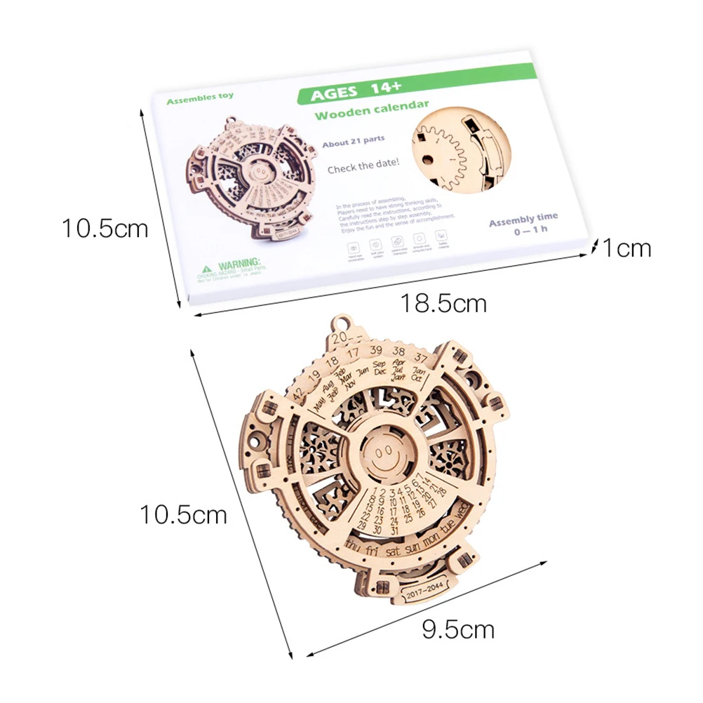 3D пазлы мини уникальный вечный календарь деревянная механическая передача