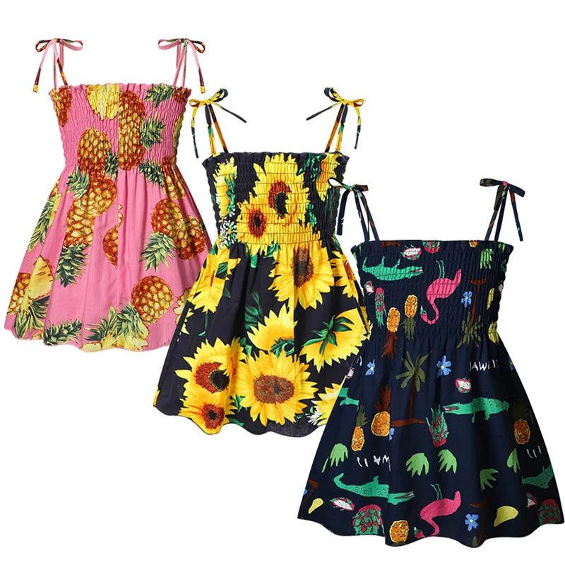 

summer Girls Princess Floral Backless Sling Dress Baby Kids Casual Clothes Children Summer Girls Outfit Costume For 2-6 Years