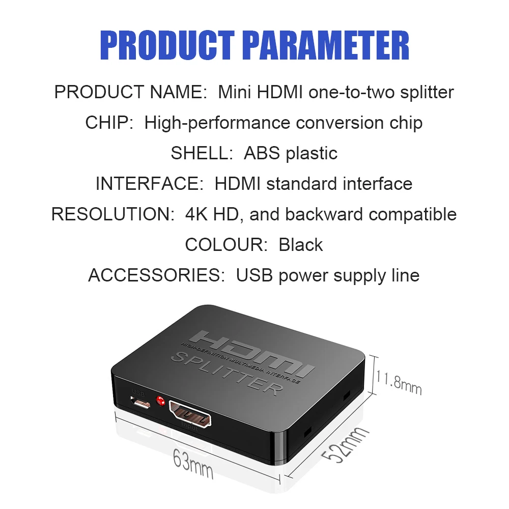 Разветвитель Mini Hdmi один-два 4K * 2K высокое качество изображения поддержка видео