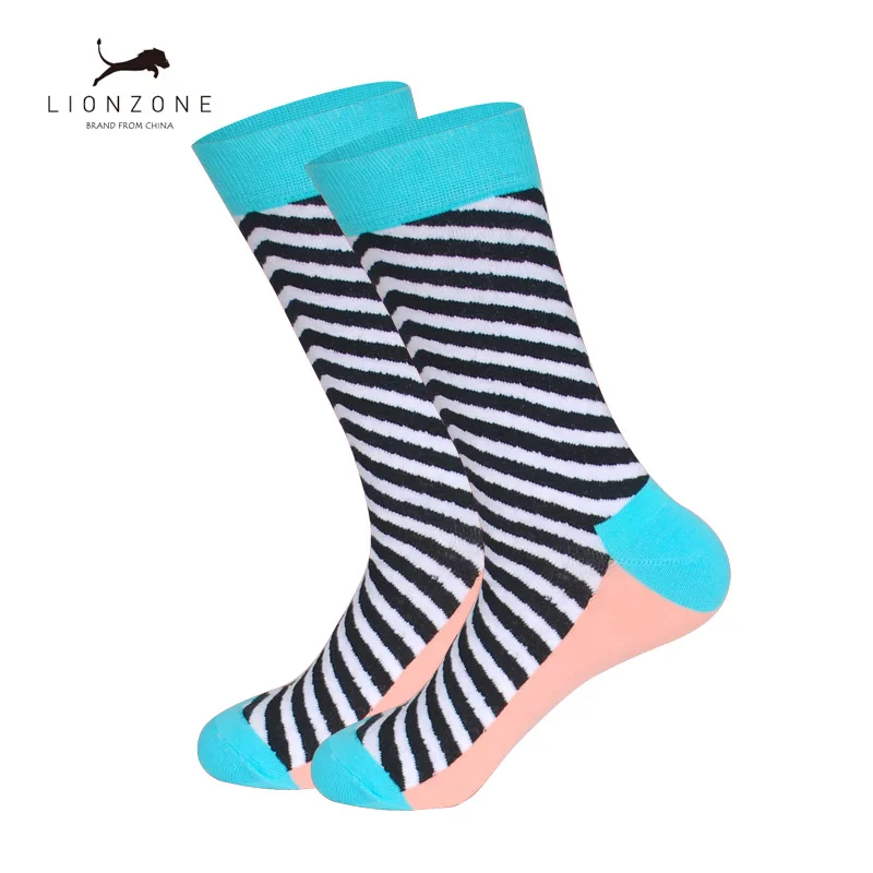 Striped Веселые носки для мужчин и женщин; забавные носки с рисунками животных; подарок на свадьбу; дышащие носки из чесаного хлопка; нейтральные носки; Eur36-43 - Цвет: Striped