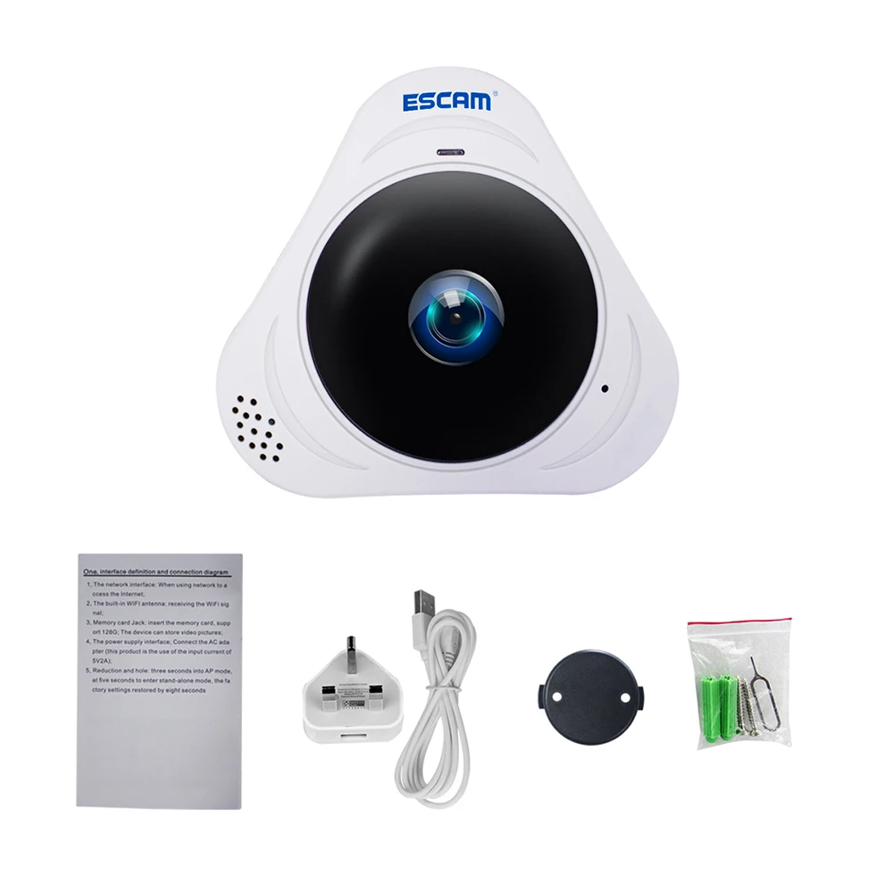 

Webcam IR Night View IP Camera Built-in Mic Webcam Two Way Talking 360Panorama 1.3 Million Pixels High-Definition Camera
