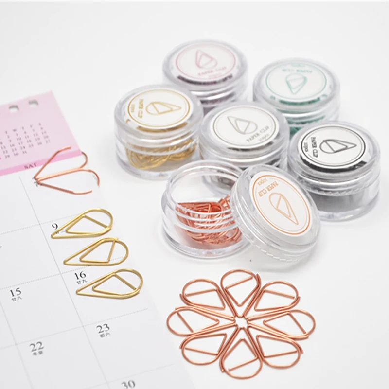 

10 Pcs Metal Material Drop Shape Paper Clips Kawaii Cute Bookmark Clip Office School Stationery Drop bookmark