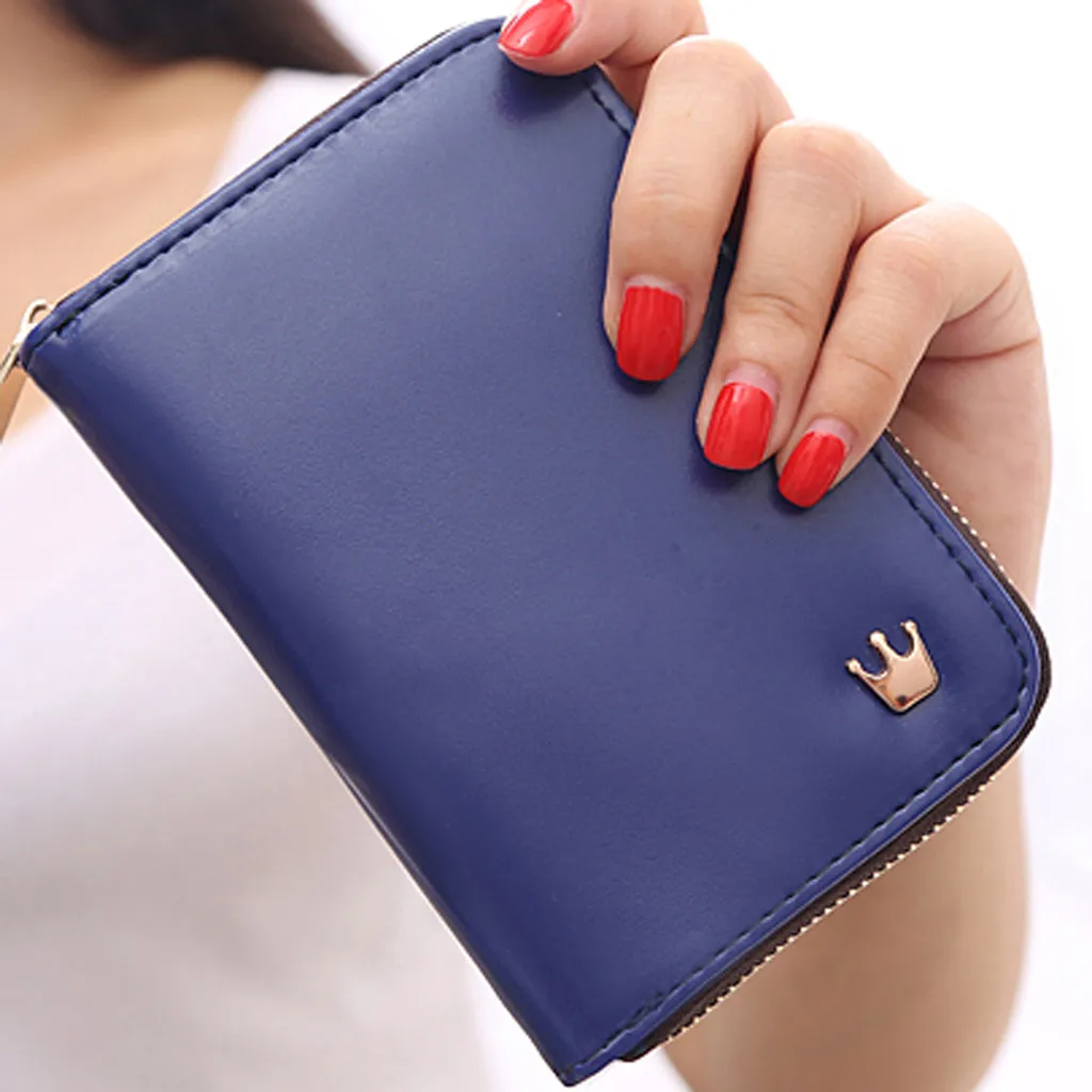 Кожаные кошельки с мультяшными животными женские маленькие застежкой милые