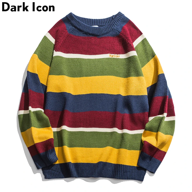 Темный значок Радужный полосатый свитер для мужчин 2019 осень зима Джемперы