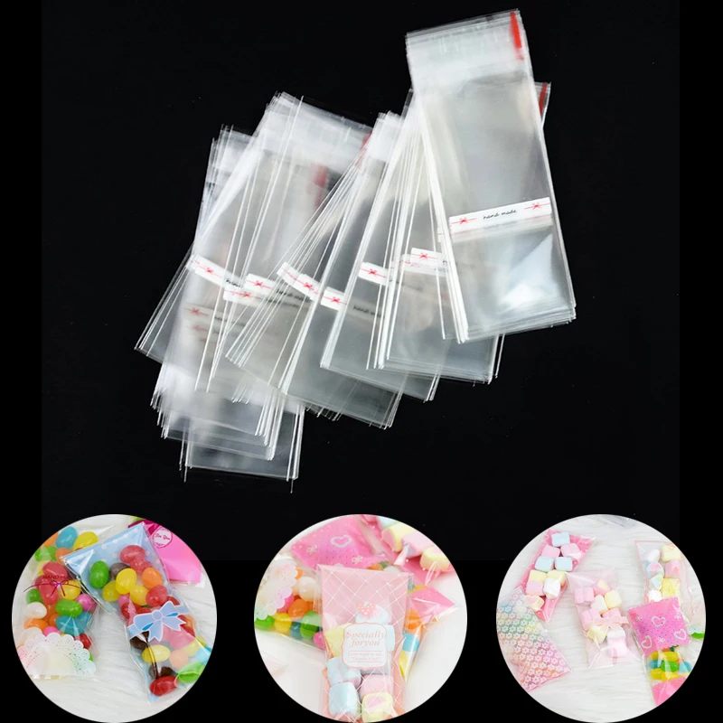 

100Pcs Mini Transparent Plastic Candy Packing Bag OPP Self-adhesive Seal Cookie Bags For Wedding Birthday Party Supplies