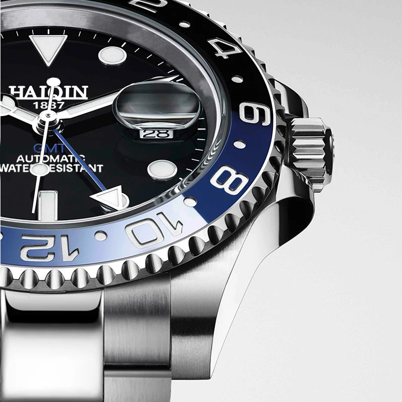 Новинка 2020 мужские механические часы HAIQIN 40 мм GMT Мужские автоматические