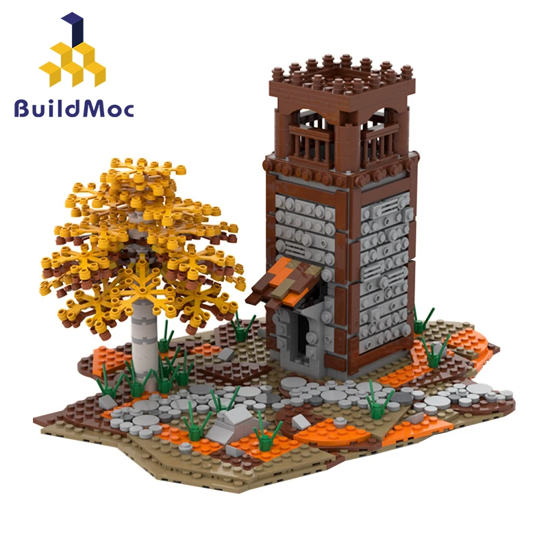 BuildMOC City Building Watch Tower Castle House Модель Moc Blocks Street View Bricks DIY игрушки для мальчиков