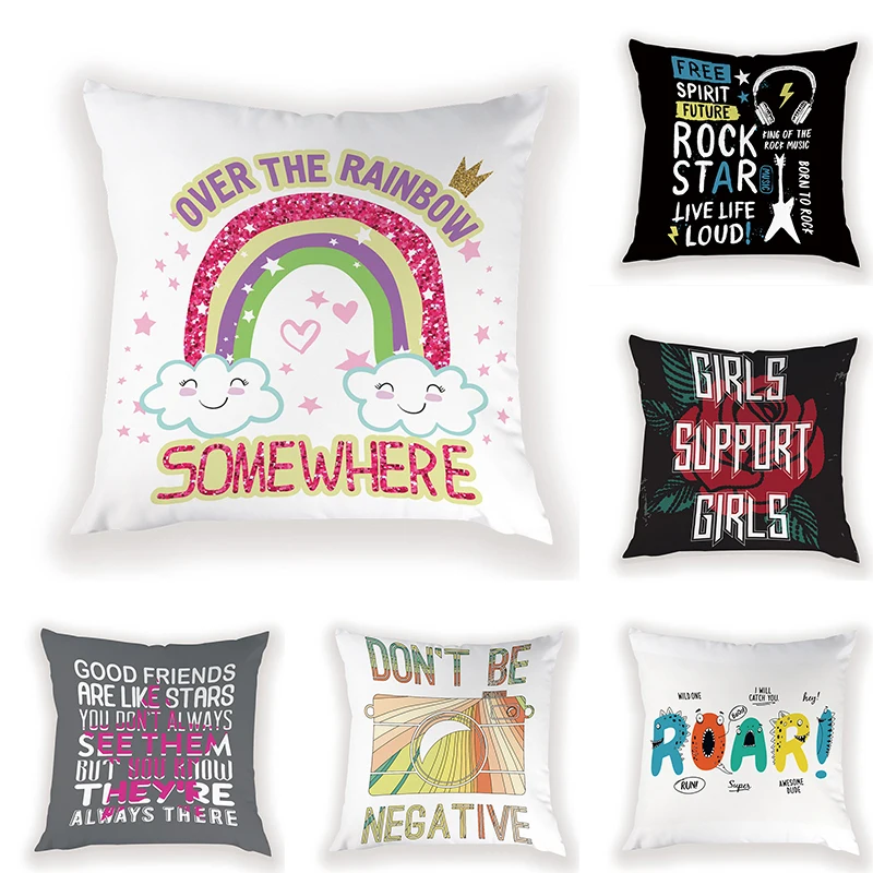 Наволочка с надписью мультяшный чехол для подушек в гостиную наволочки принтом