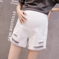 2021 spring summer maternity short pants pregnancy shorts pregnant jeans maternity shorts autumn belly denim hole pants loose