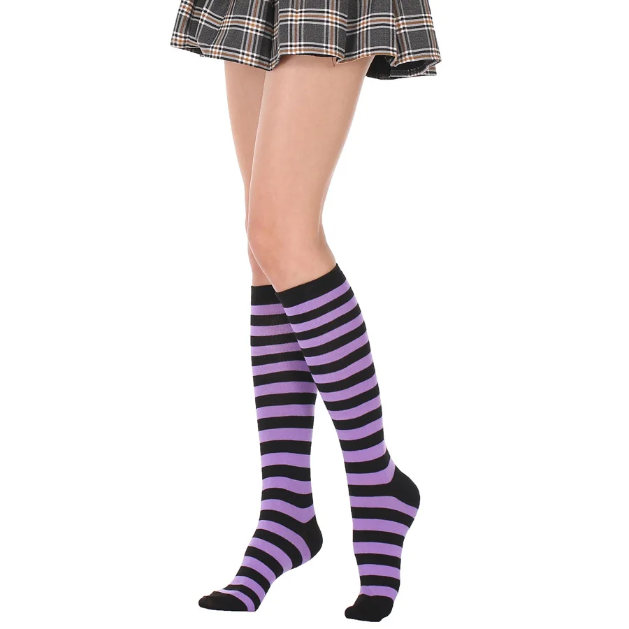 Black Lolita Striped Socks Women Funny Christmas Gifts Sexy Thigh High Nylon Long Stockings Cute Over Knee Socks