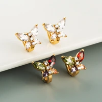 fashion fresh women cute butterfly hoop earrings for women aaa zircon gold plated earring charm women wedding party jewelry gift