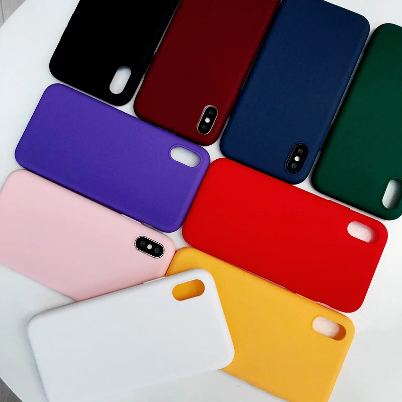 iphone XR X XS Max 6 6S 7 8 Plus 11 11Pro Cute Candy Color Soft Simple Fashion Phone Case Solid Silicone Couples Cases | Мобильные
