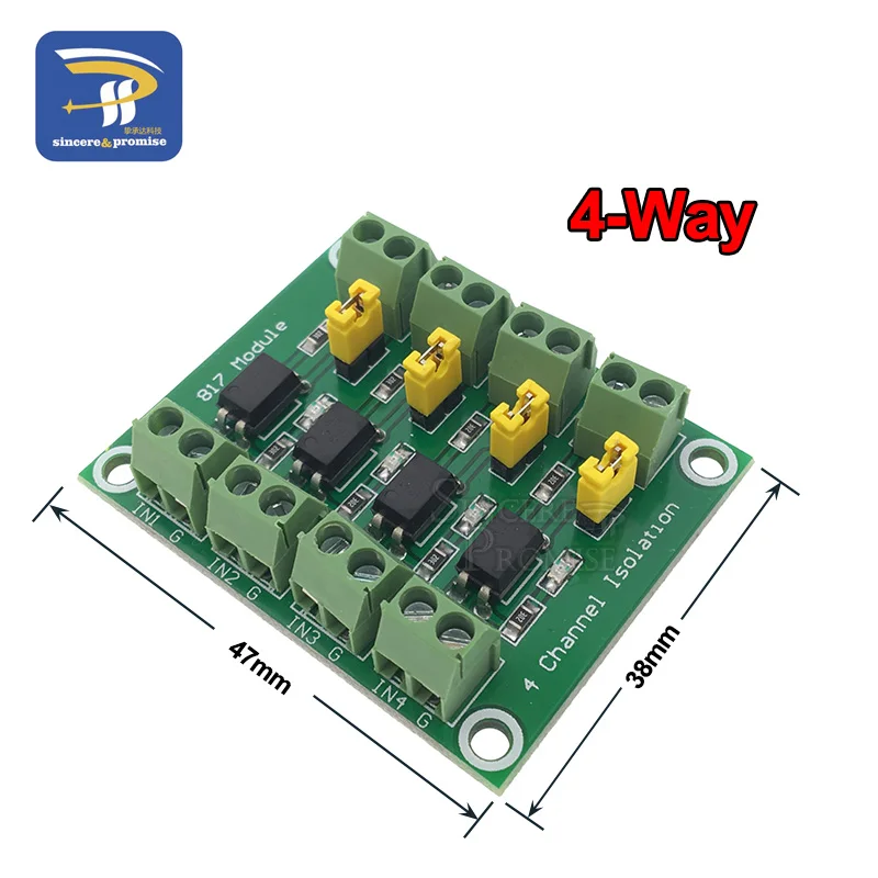 4 way PC817 3,3 V-30 V 2 Way 4 канальная оптопара монтажная плата Напряжение модуль связи преобразователя драйвер фотоэлектрический изолированный модуль - Цвет: 4 way