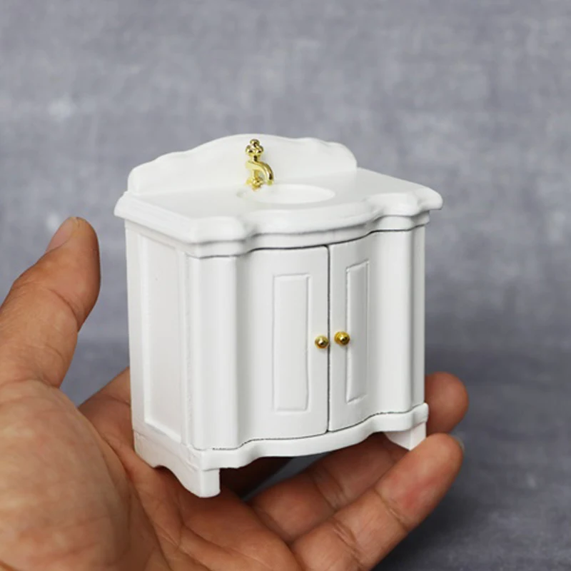 

A05-X017 children baby gift Toy 1:12 Dollhouse mini Furniture Miniature rement Doll accessories wooden White sink 1pcs