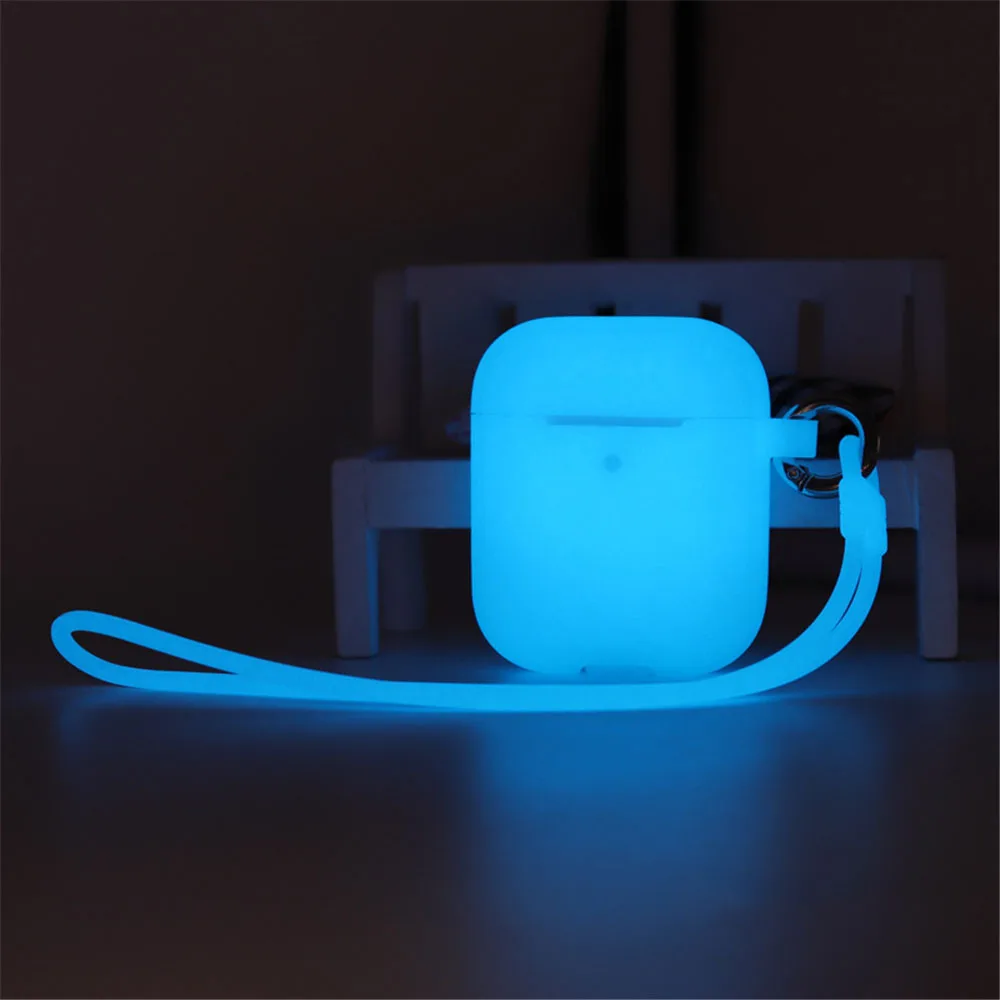 Светящийся силиконовый чехол для Air Pods, защитная крышка для наушников, чехол для Airpods, противоударный чехол, защита от потери