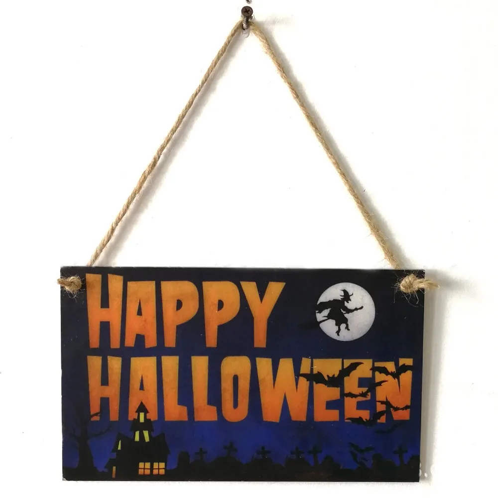 1 шт. Счастливый Хэллоуин деревянная доска сцена шаблон подвесная декорация дом с