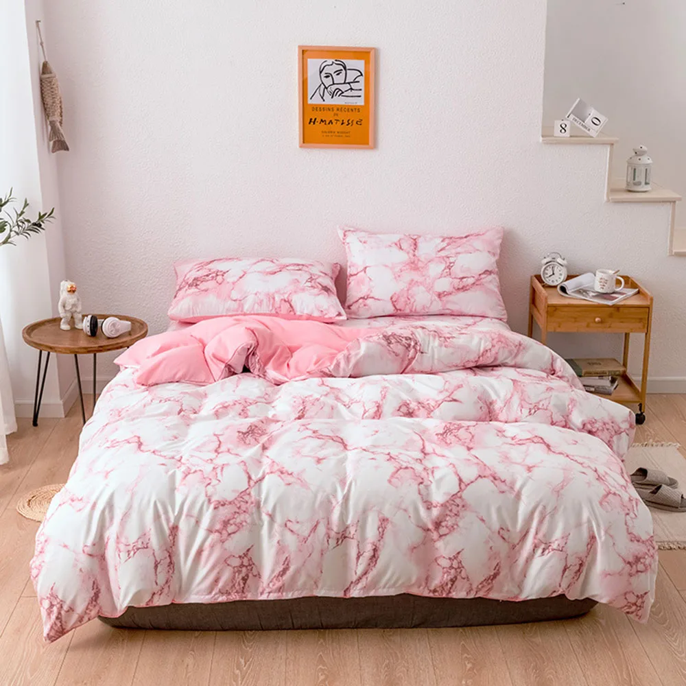 Комплект постельного белья 5 цветов в нордическом современном стиле с мраморным рисунком, пододеяльник с наволочкой, Комплект постельного ...