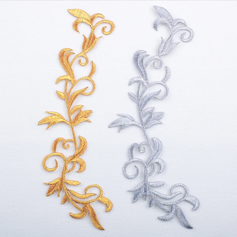 

Тканевая нашивка с узором, нашивка для сценического костюма, полоска с узором, Золотая и серебряная вышивка, горячее тиснение