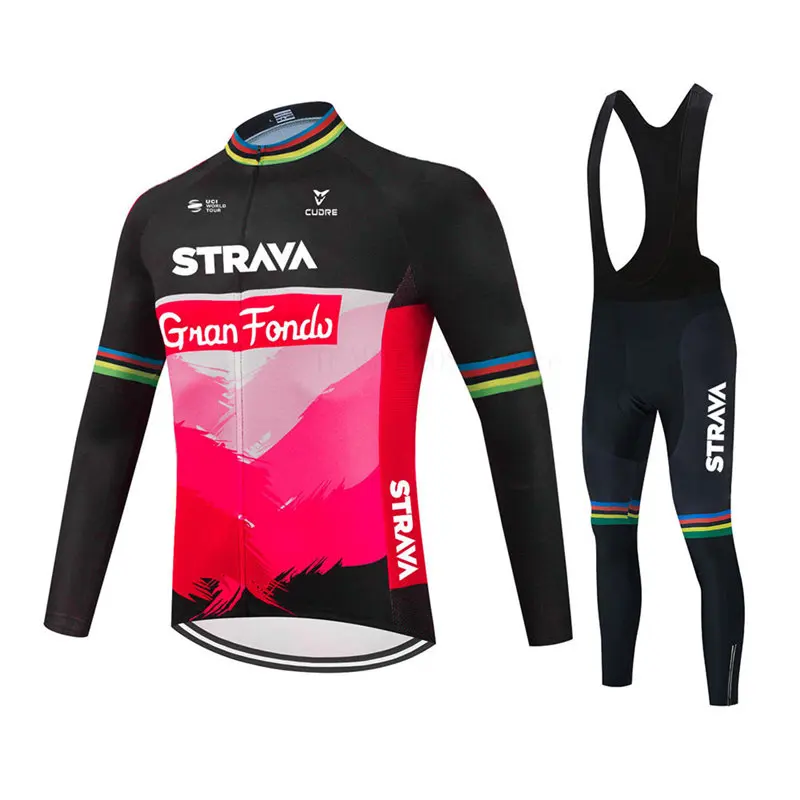 

2021 NEW Strava Cycling Jersey Set Long Sleeve Mountain Bike Clothes Wear Men Racing Bicycle Clothing Ropa Maillot Ciclismo