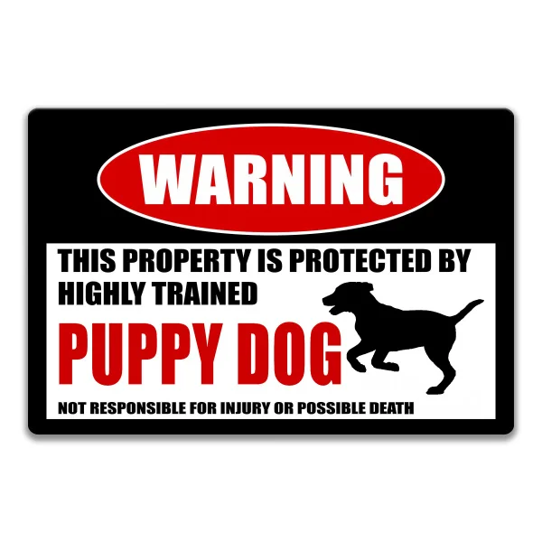 

Puppy Dog Sign Security Sign Warning Danger Metal Tin Sign Vintage Tin Metal Sign Bar Club Cafe Garage Wall Decor Farm Decor Art