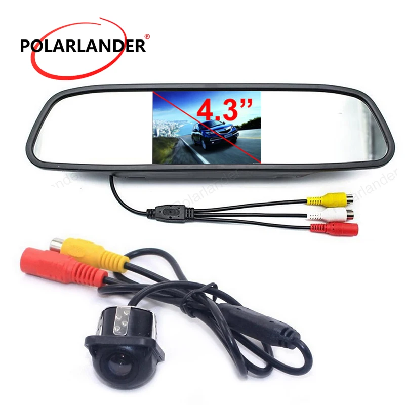 Car Rearview Mirror Monitor 4.3 inch 2 Video Input TFT LCD Display + Mini CCD Rear View Reversing Camera HD | Автомобили и