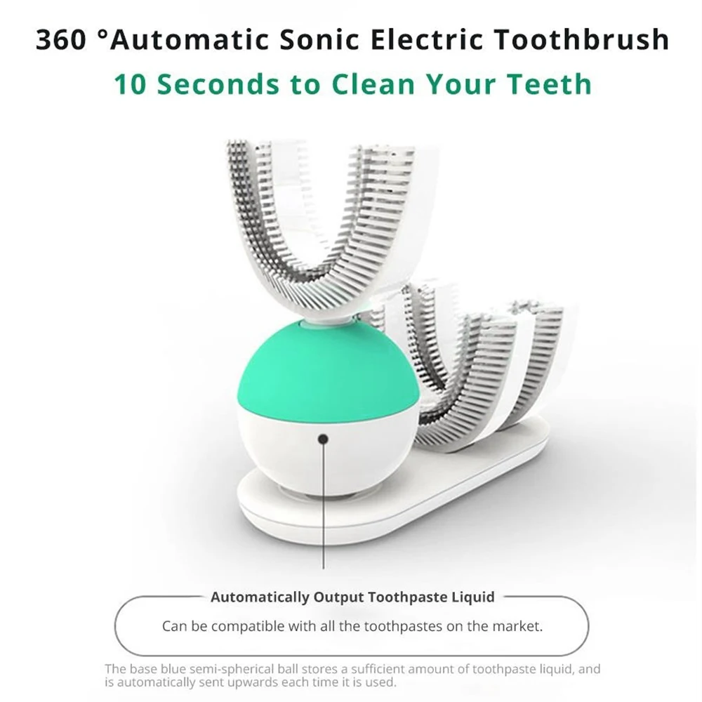 360 Degrees Intelligent Automatic Sonic Electric Toothbrush U Type 4 Modes Tooth Brush USB Charging Whitening Blue Light | Бытовая