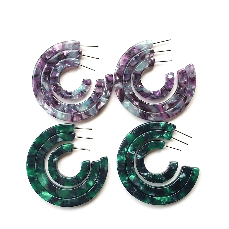 UJBOX высококачественные зеленые ацетатные серьги для женщин свадебные выпускного