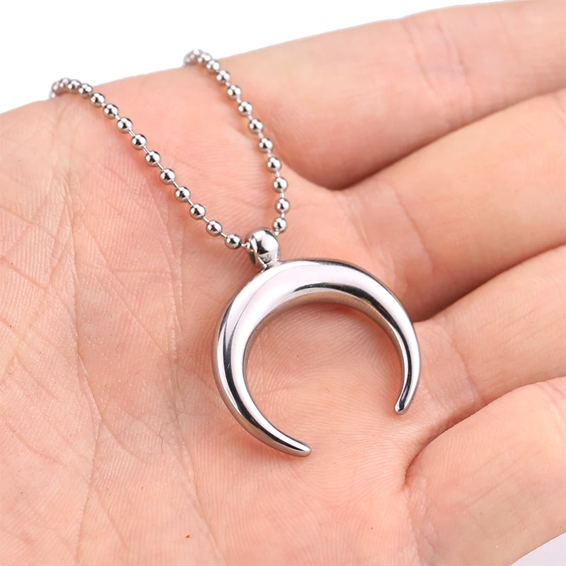 1 шт./партия ожерелье полумесяц из нержавеющей стали стальной цвет колье бык рога