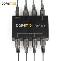 doremidi new upgrade midi merger 5 midi input 2 midi output support usb power merge 5 box converter adapter controller
