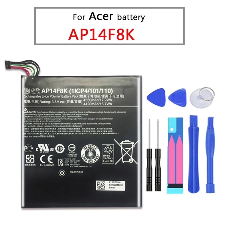 Литий ионный полимерный аккумулятор для ноутбука AP14F8K 4550mAh Acer Iconia Tab A1 850 B1 810 820