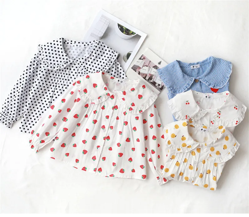 Рубашки для маленьких девочек модная рубашка с длинным рукавом и мультяшным