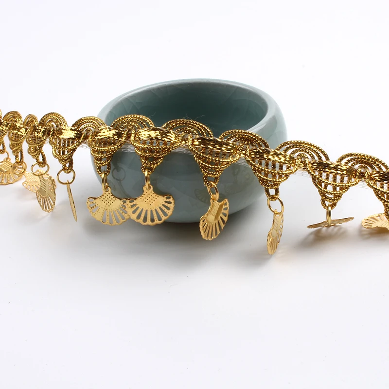 35 мм 1 ярд Золотая оболочка блестки кисточка лента для свадебной вечеринки платье