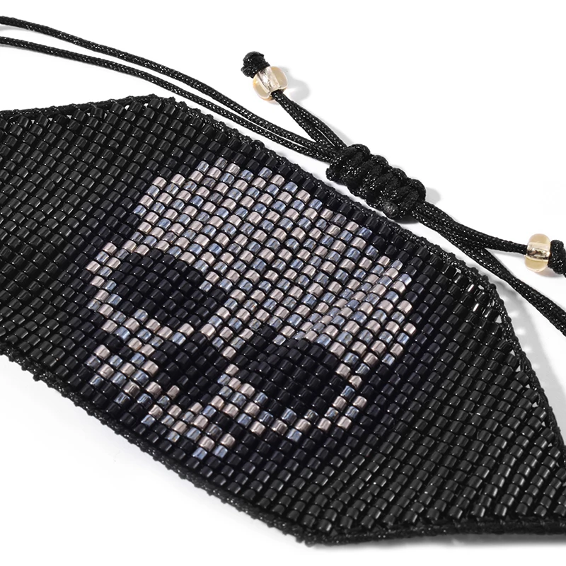 

YAUKIA Fashion Women's Black Skull Bracelet Pulseras Mujer Moda Adjustable Jewelry Handmade Charm Bracelet Mens Jewelry Gift