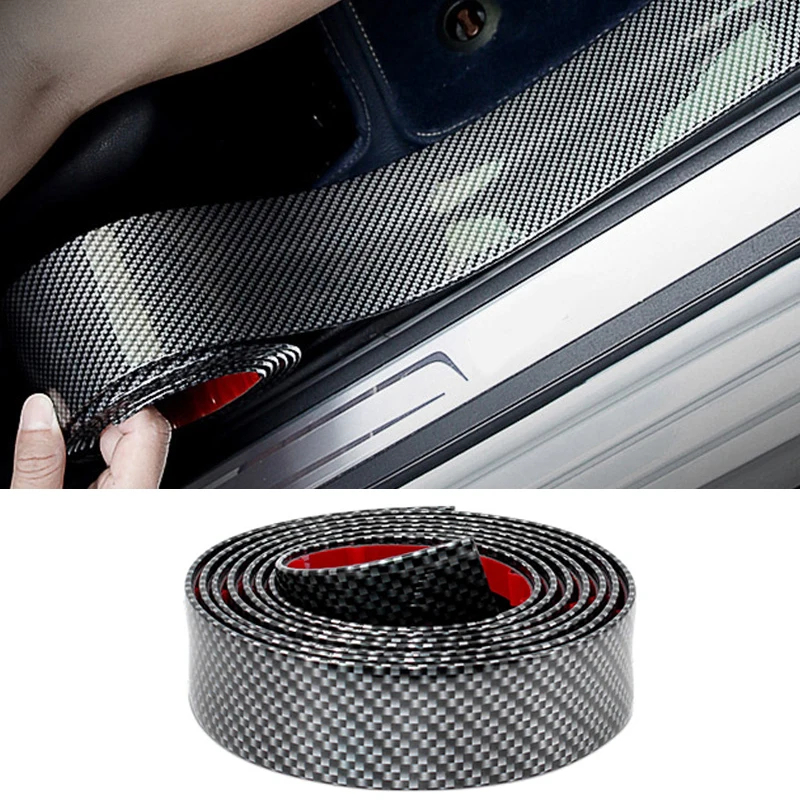 

5D Carbon Fiber Rubber Styling Door Sill Protector DIY Car Styling Car Stickers Accessories For KIA Toyota BMW Audi Ford Hyundai