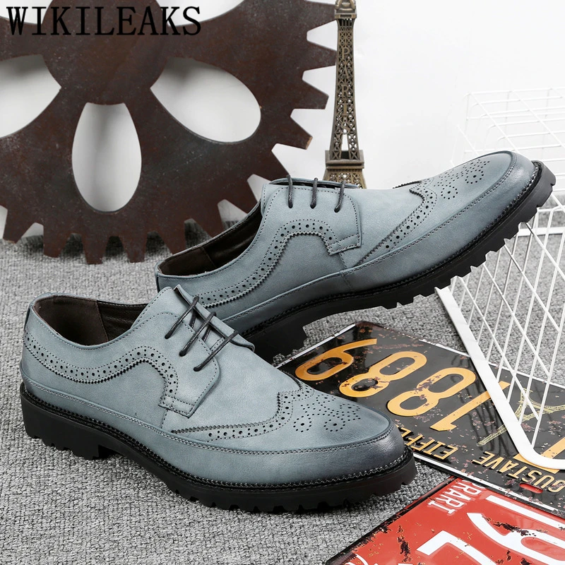 Туфли-Броги мужские классические официальные свадебные лифтовые итальянские