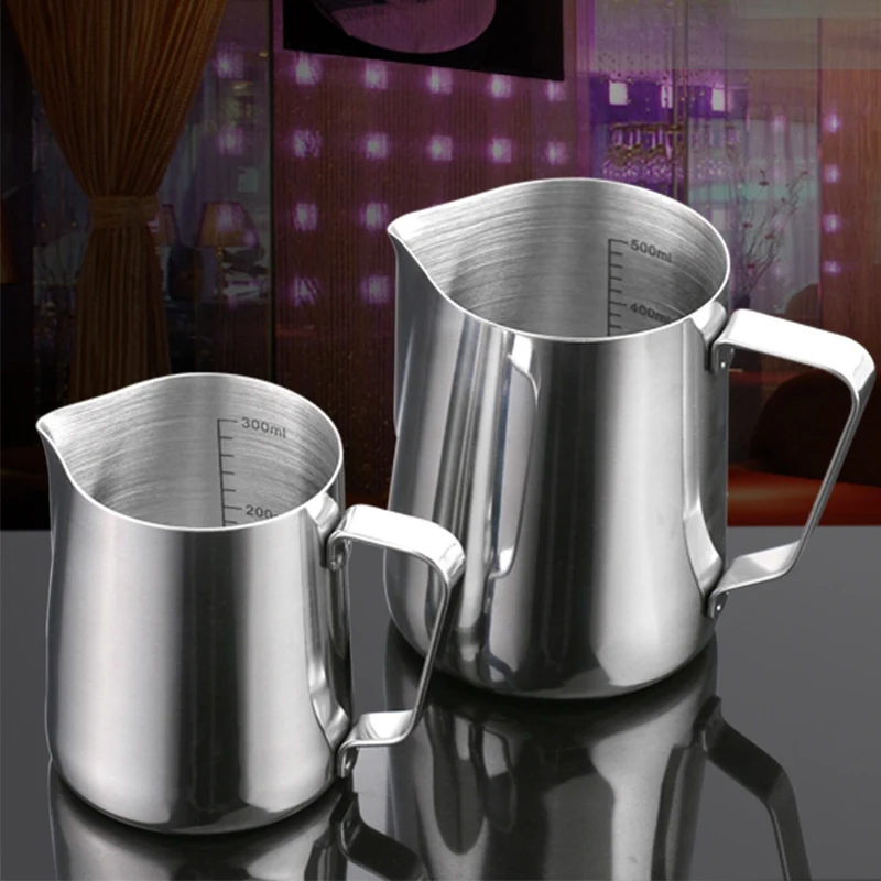 

Milk Frothing Pitcher, Thickening Stainless Steel Coffee Steaming Pitcher with Measurements Inside, 350/600ml