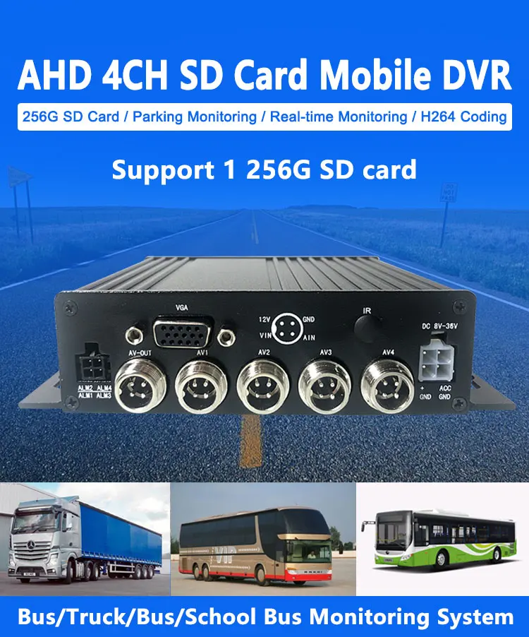 HYFMDVR грузовик-Mdvr-комплект AHD с 256 G sd-картой русский-меню 4ch PAL/NTSC